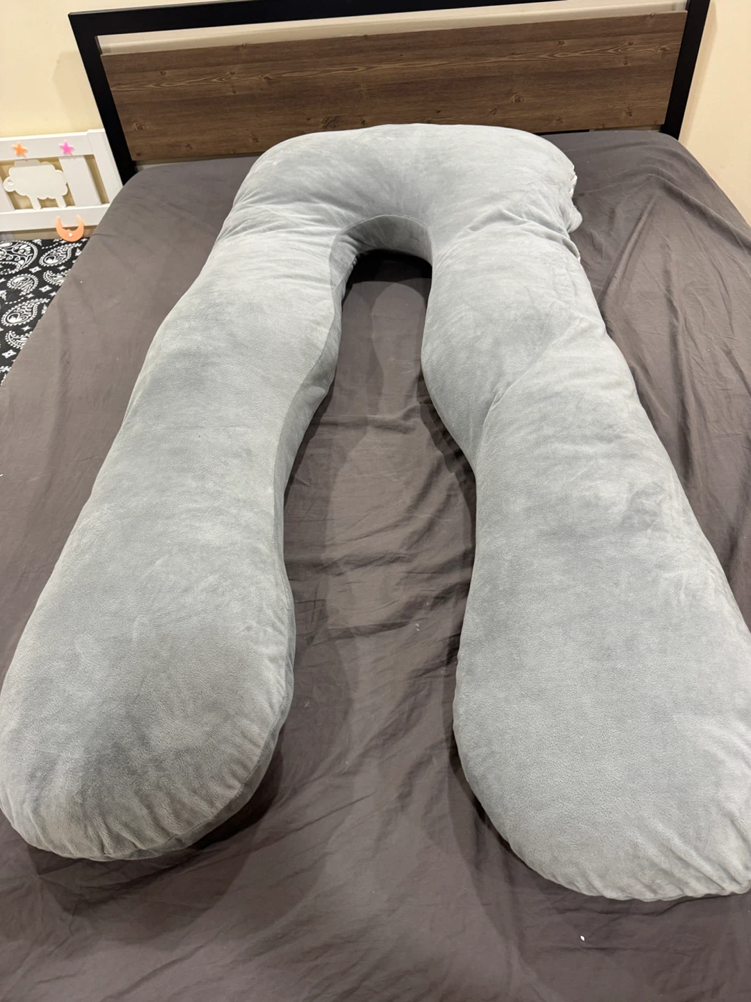Grey U-Shaped Maternity Pillow #free