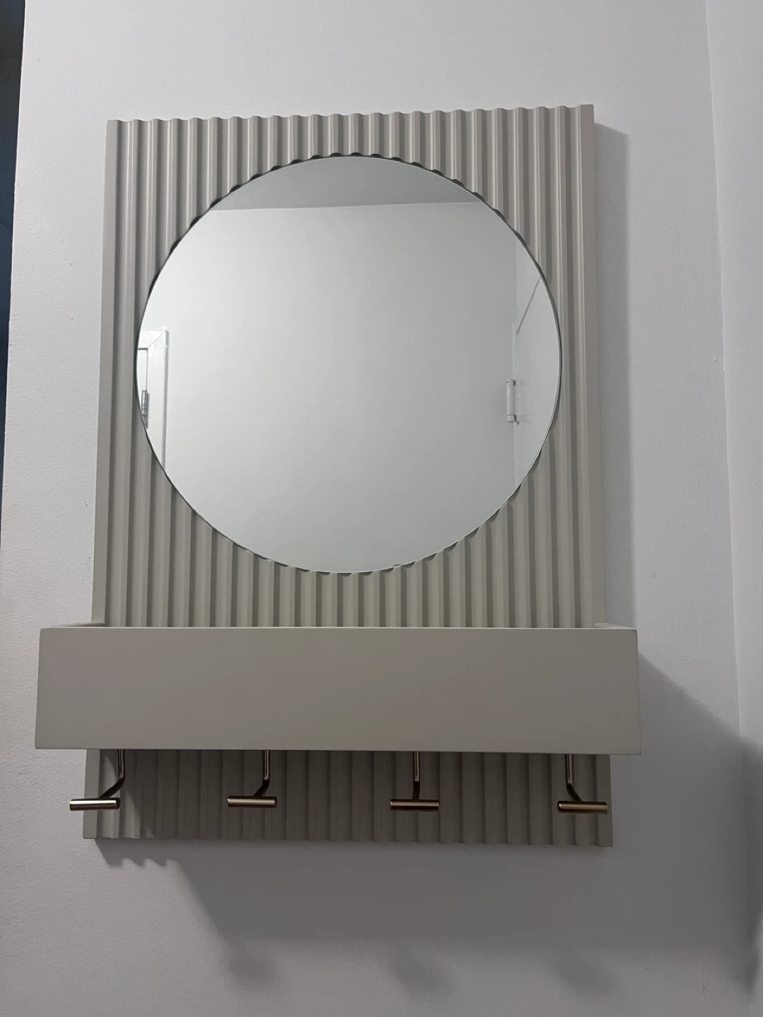 Wall Mirror with Shelf and Hooks