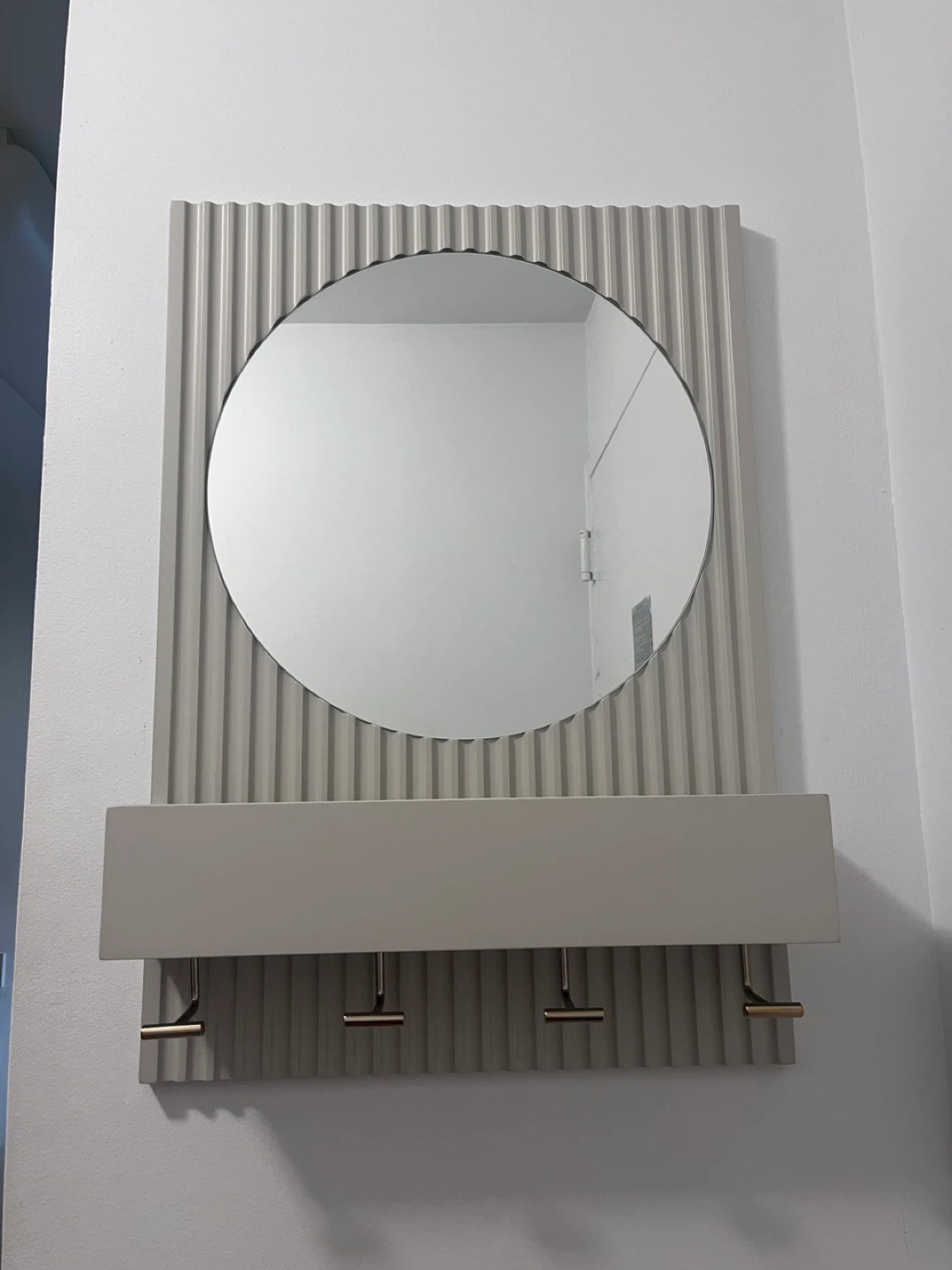 Wall Mirror with Shelf and Hooks - photo 3