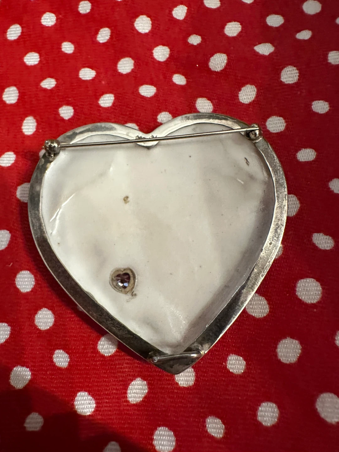 Heart Shaped Silver Mother of Pearl Brooch - photo 2