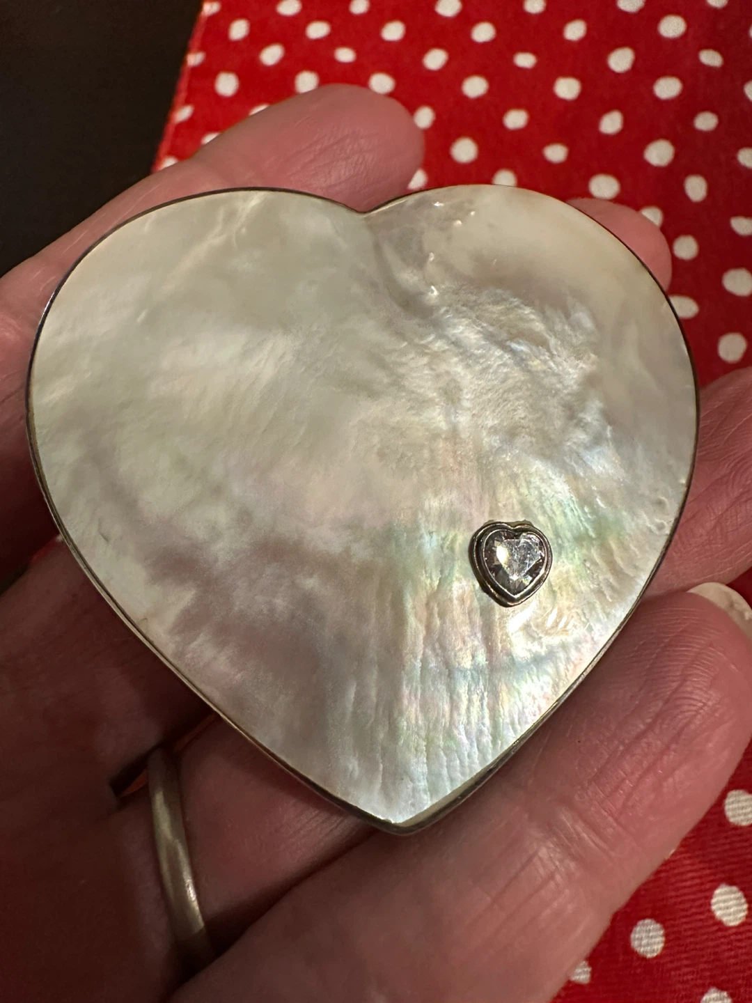 Heart Shaped Silver Mother of Pearl Brooch - photo 3