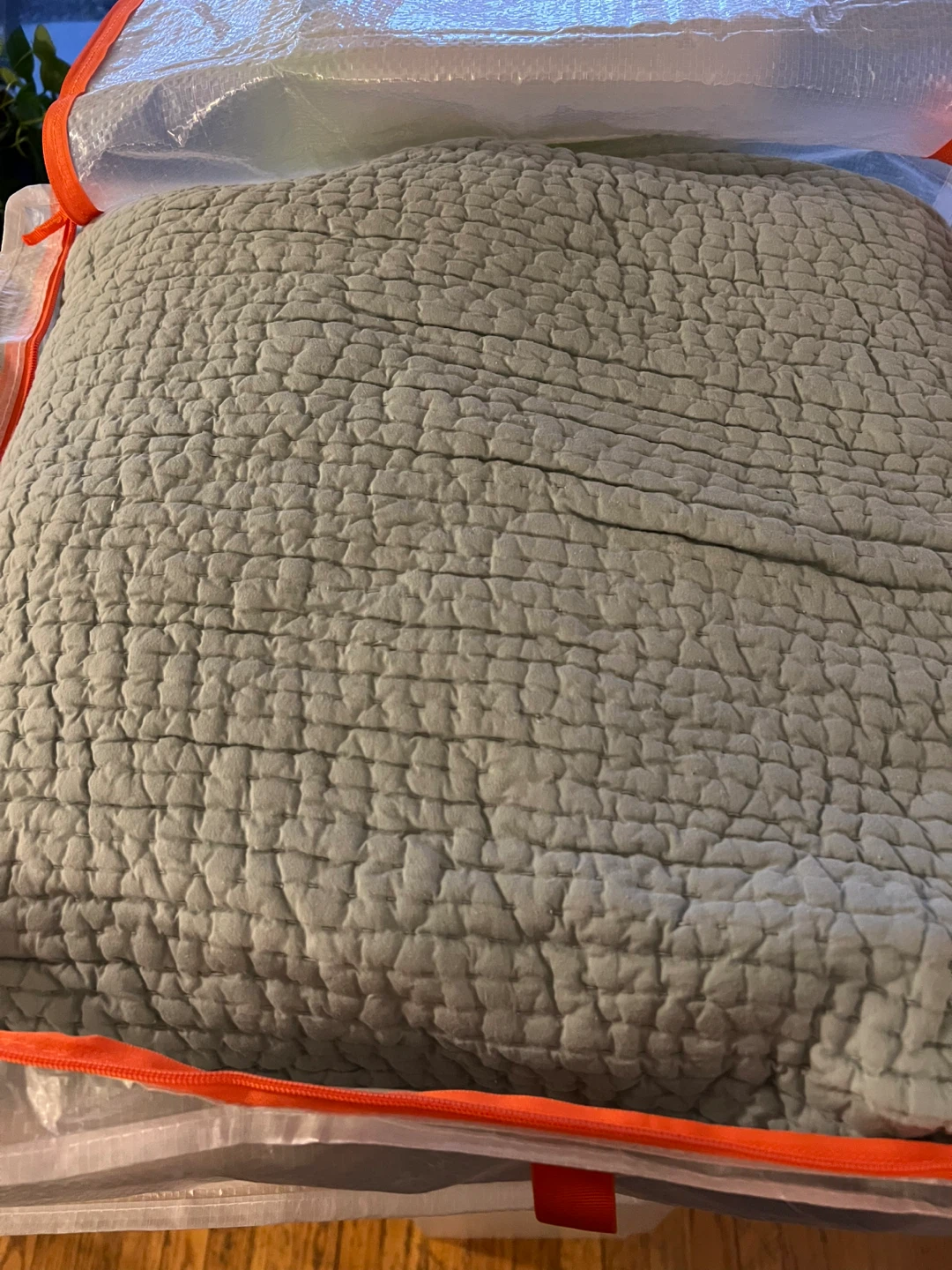 Donating Sunday - Garnet Hill twin blanket, sage green