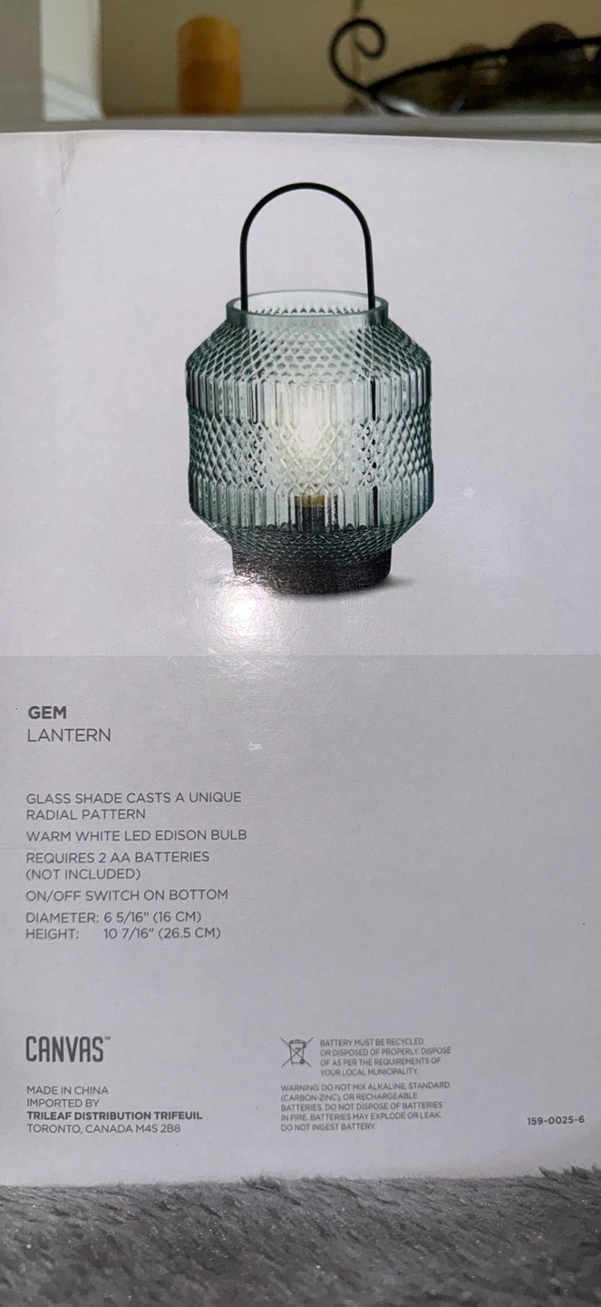 CANVAS Gem Lantern with Warm White LED Bulb - photo 2