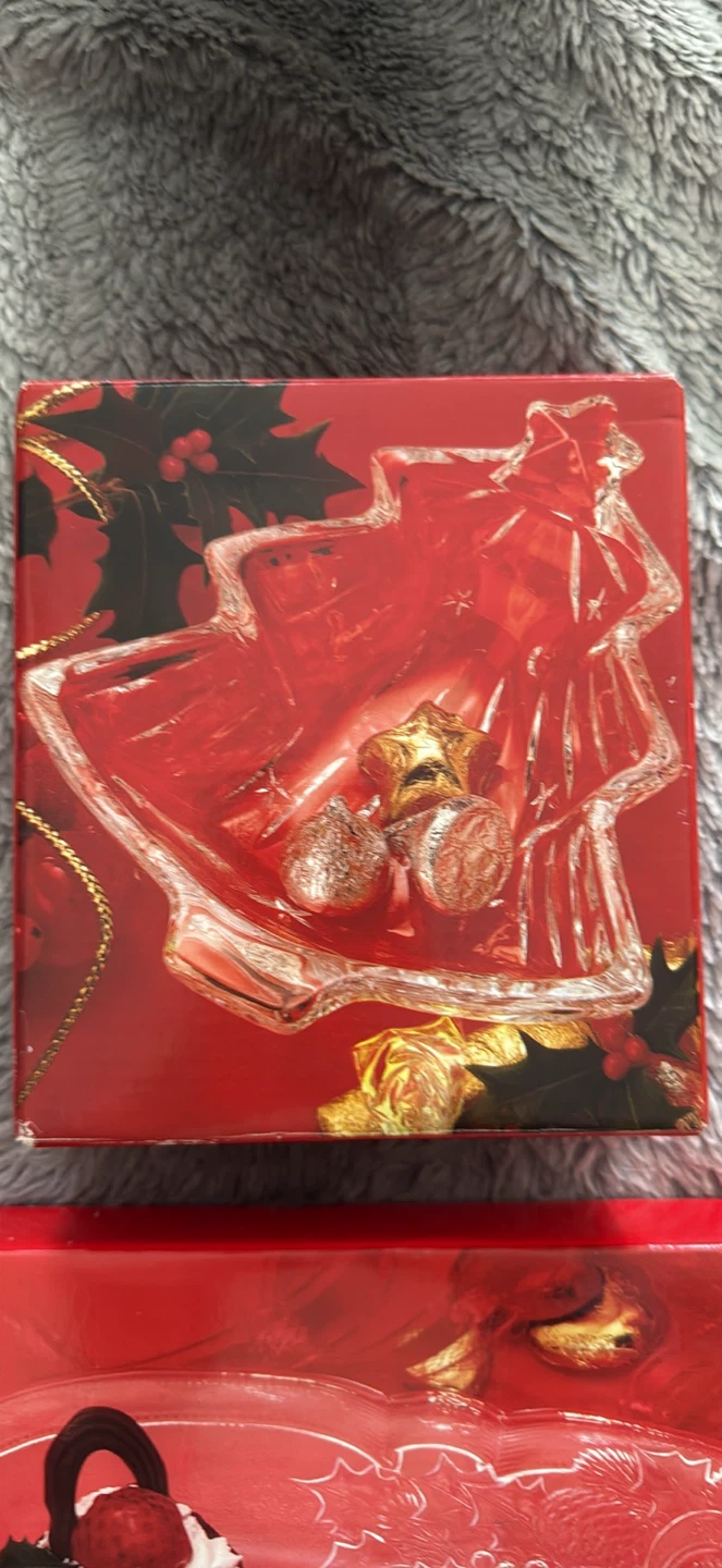 Glass Christmas Serving Platter and Bowl Set - photo 2