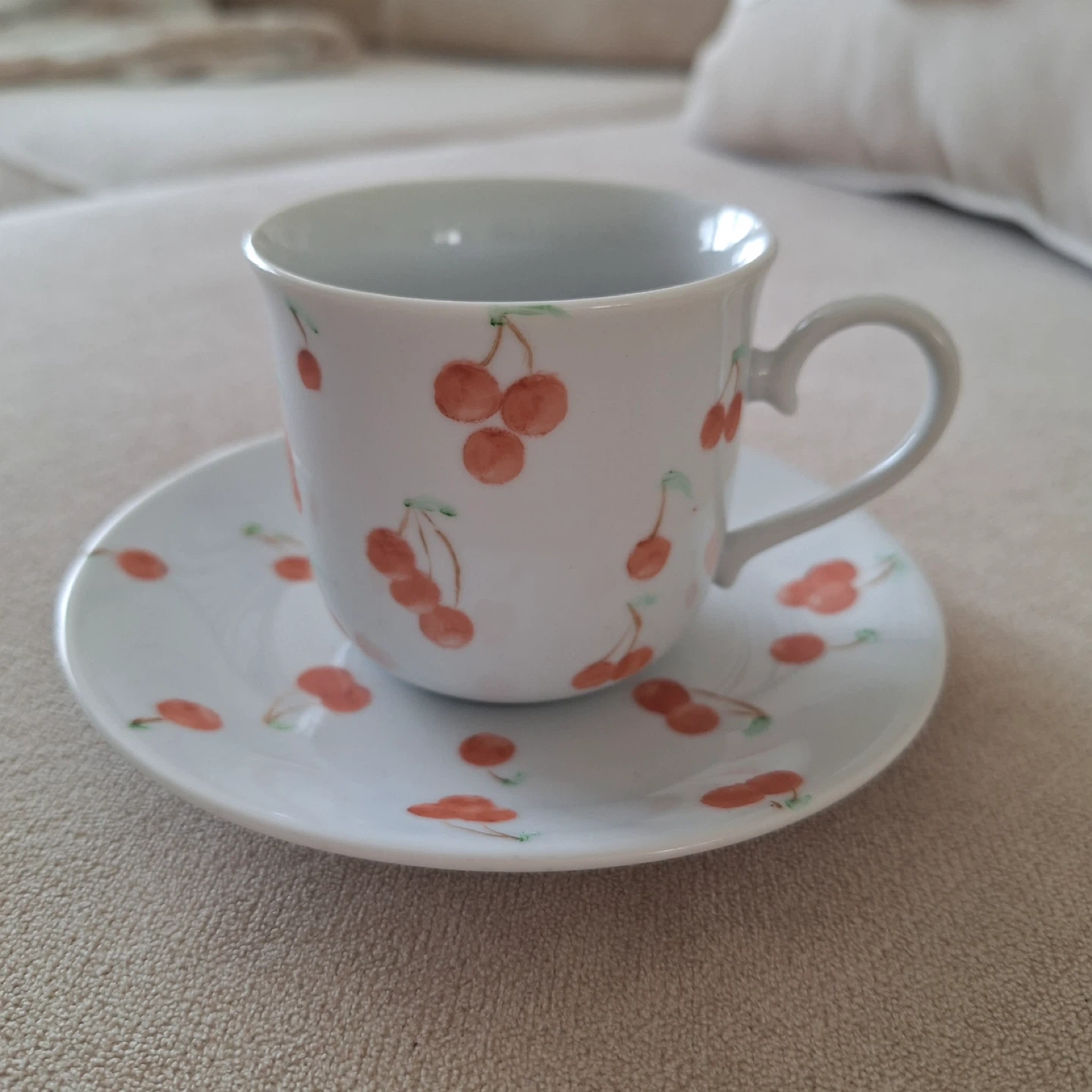 Cherry Pattern Teacup and Saucer Set