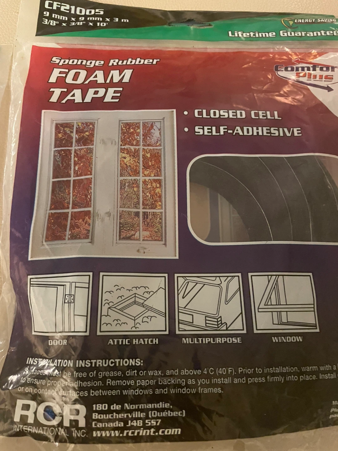 Comfort Plus Foam Weather Stripping Tape - 2 Rolls - photo 3