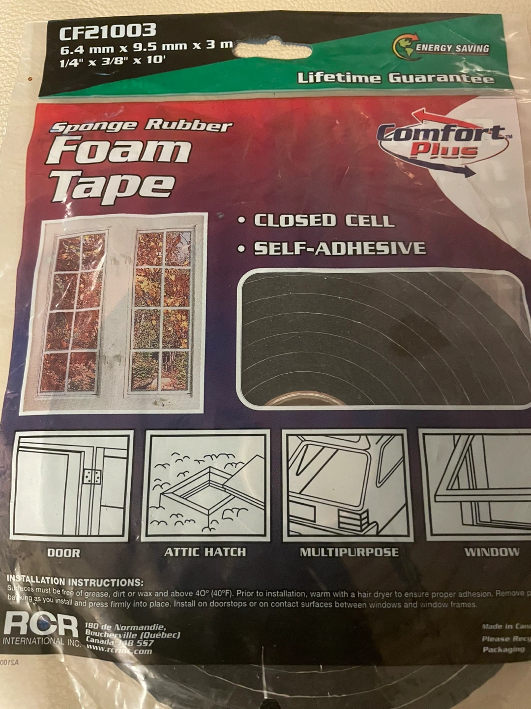 Comfort Plus Foam Weather Stripping Tape - 2 Rolls - photo 4