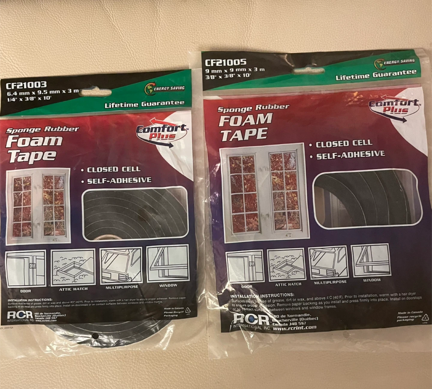 Comfort Plus Foam Weather Stripping Tape - 2 Rolls