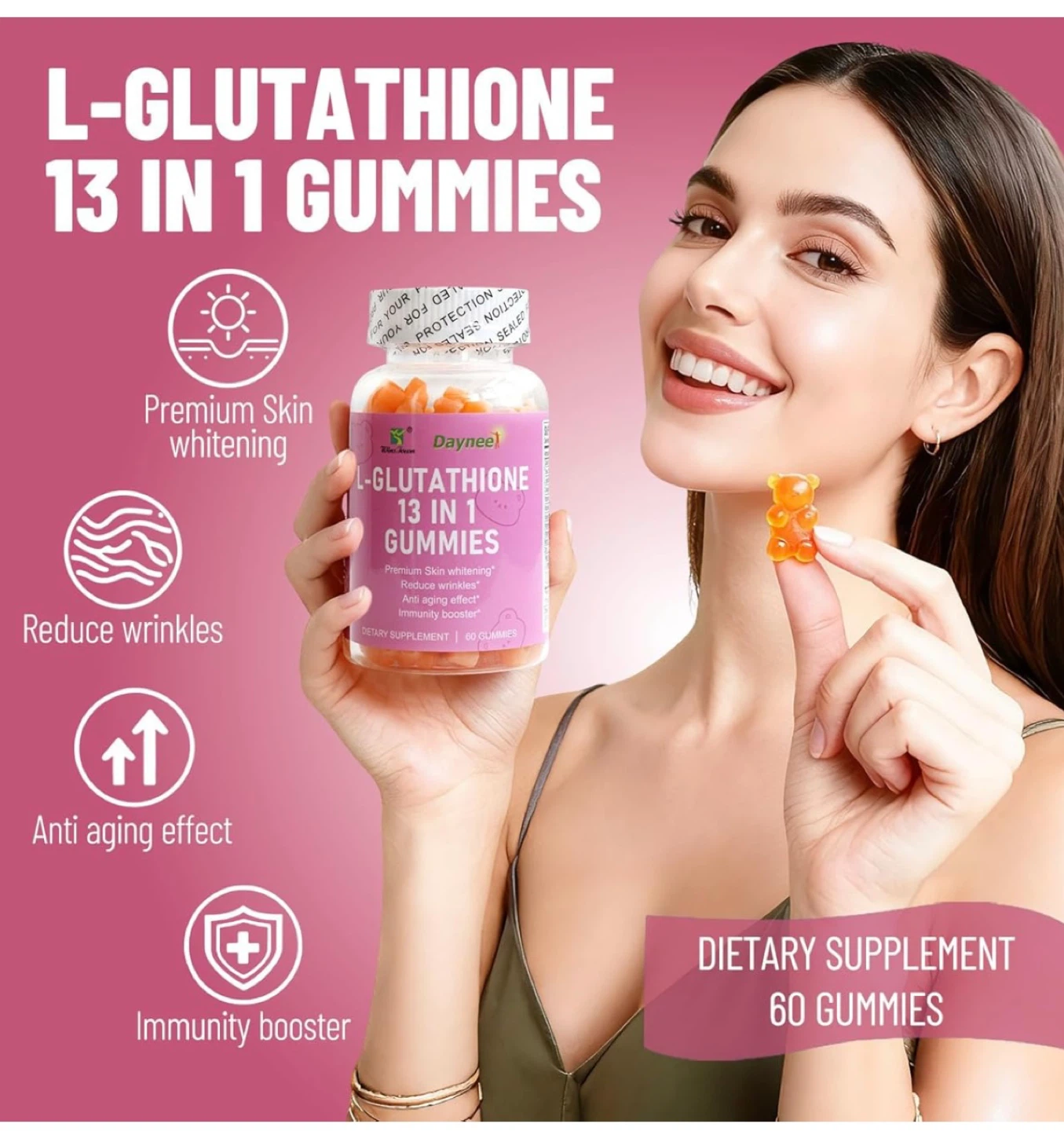 Daynee L-Glutathione 13 in 1 Gummies - 60 Count - photo 2