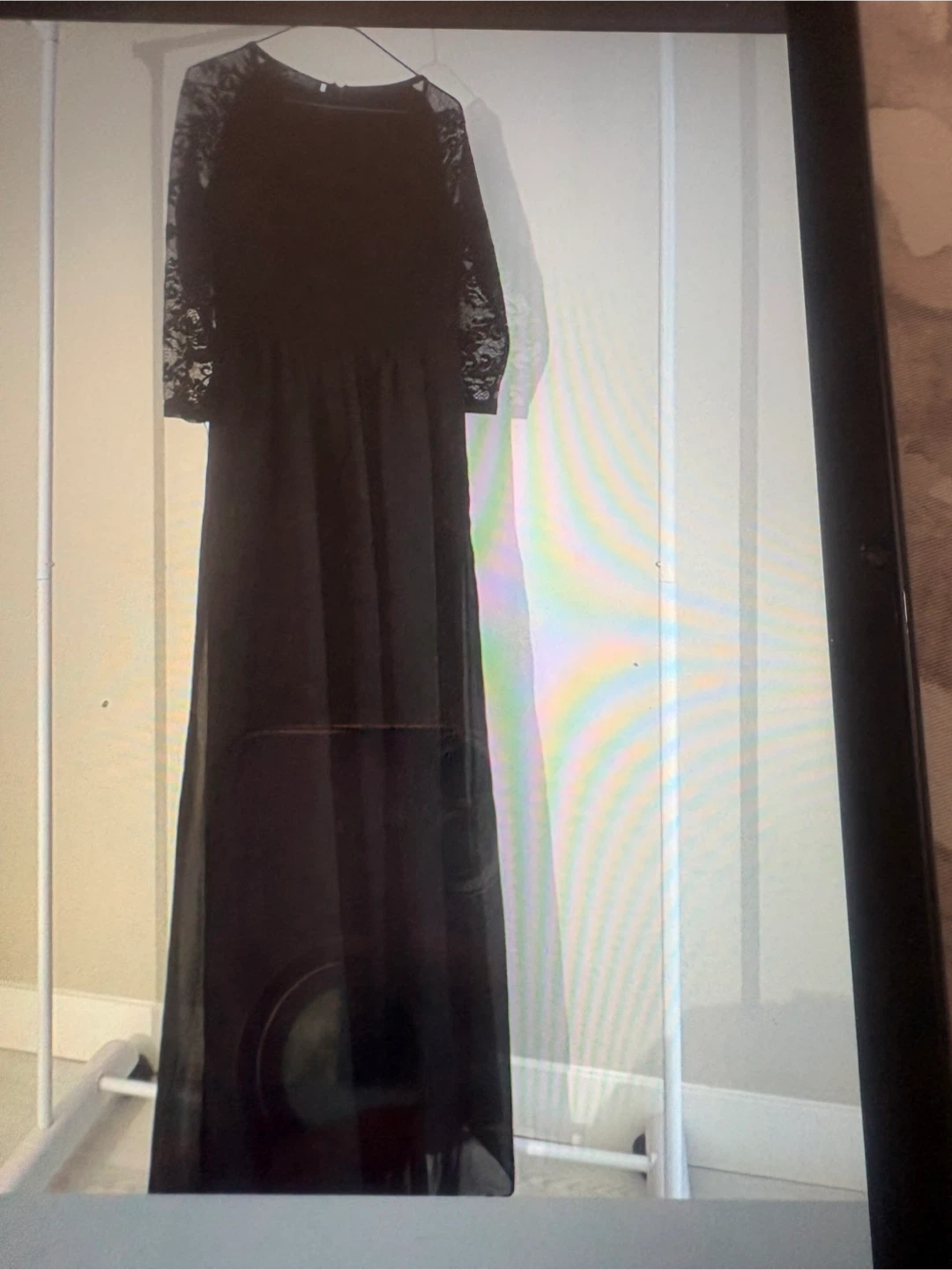 Robe longue noire avec dentelle - photo 3