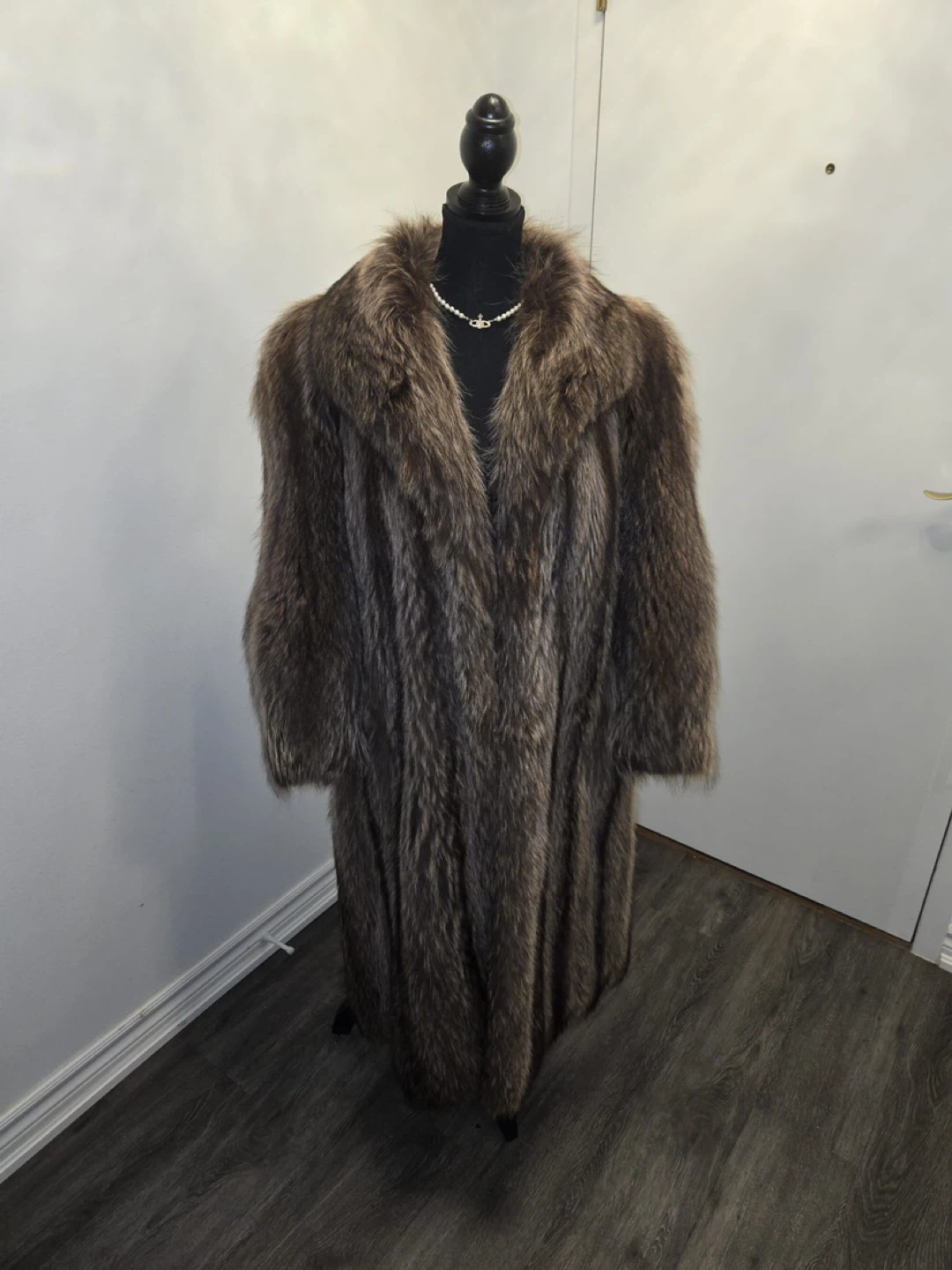 Long  real vintage raccoon Fur Coat