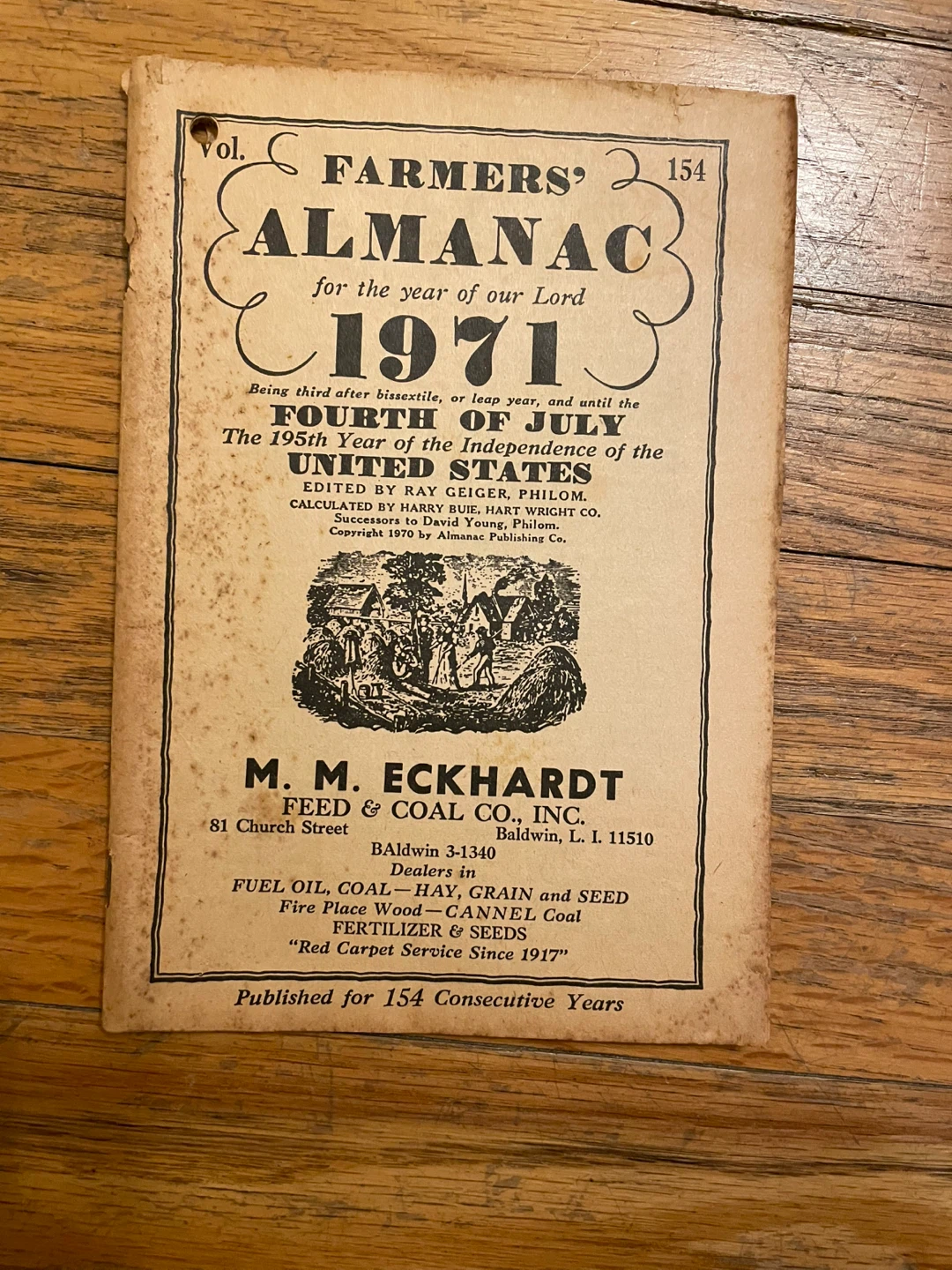 Farmers' Almanac 1971 - M. M. Eckhardt Feed & Coal Co.