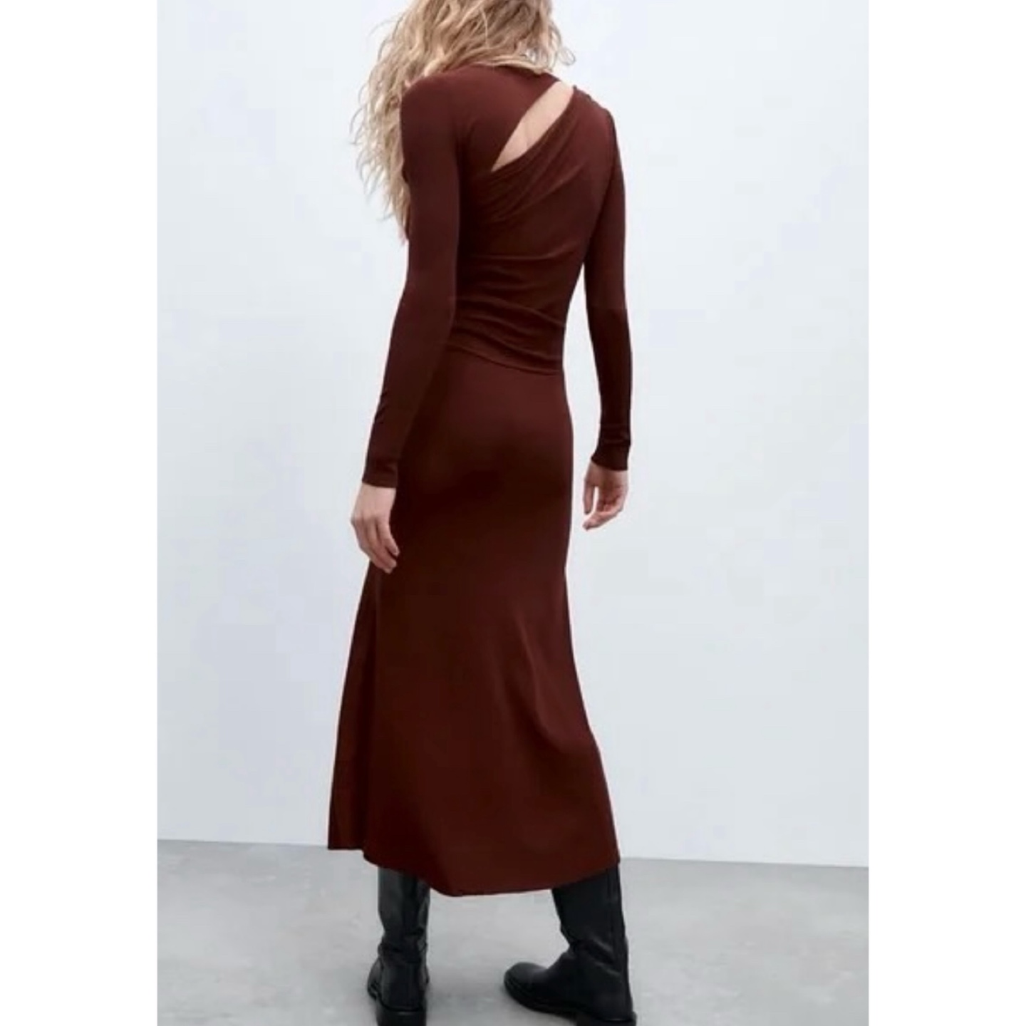 Zara Long Brown Turtleneck Dress Size Small - photo 2
