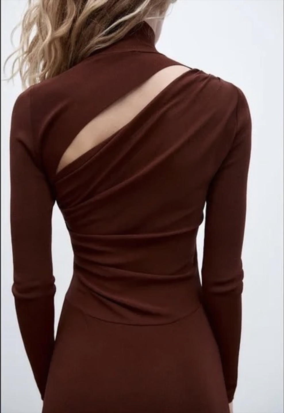 Zara Long Brown Turtleneck Dress Size Small