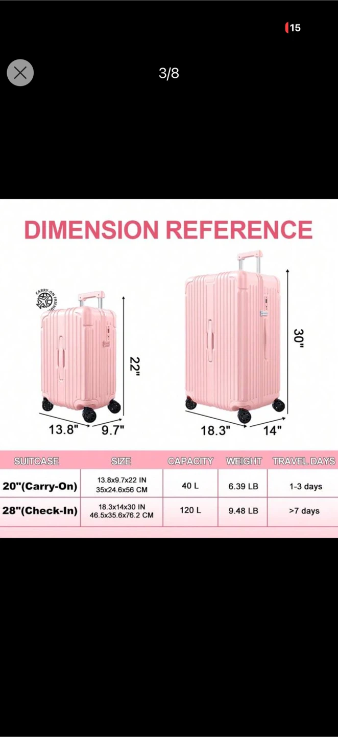 Pink Hardside Luggage - 20" Carry-On - photo 3