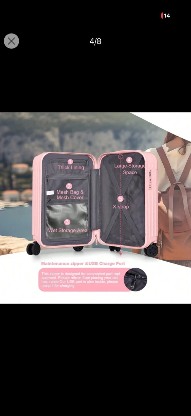 Pink Hardside Luggage - 20" Carry-On - photo 4