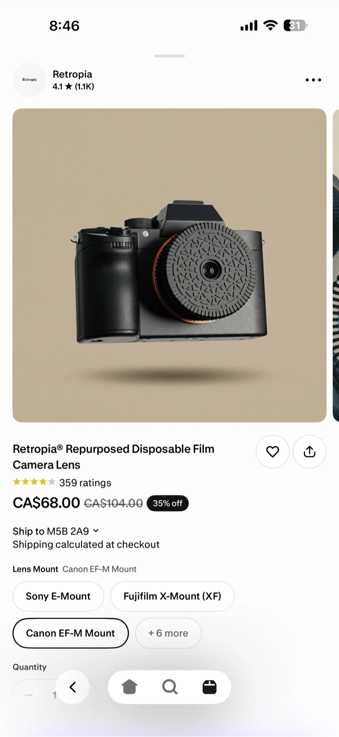 Retropia Repurposed Disposable Film Camera Lens - photo 5