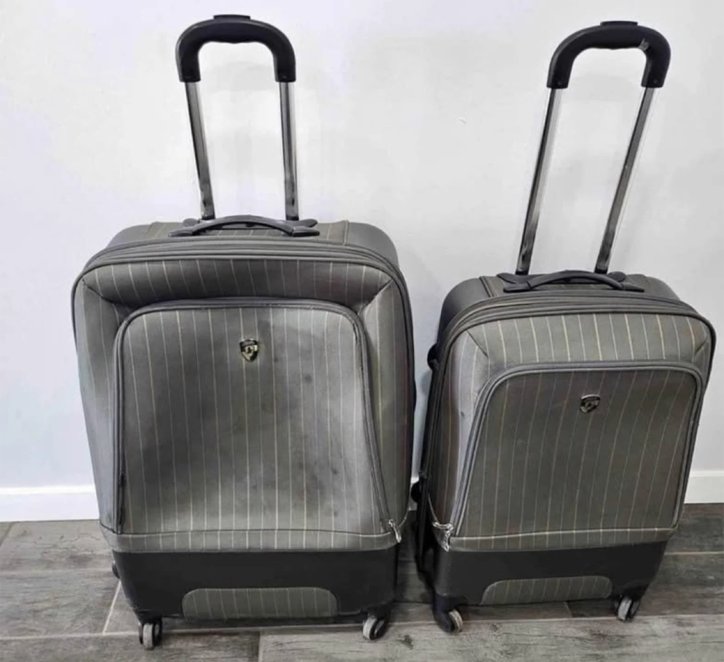 Set of 2 heys Grey Striped Rolling Suitcases