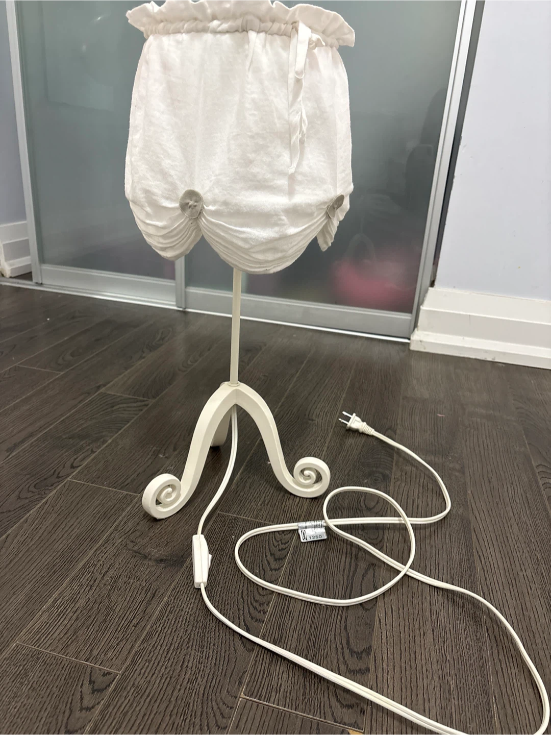 White Table Lamp with Fabric Shade