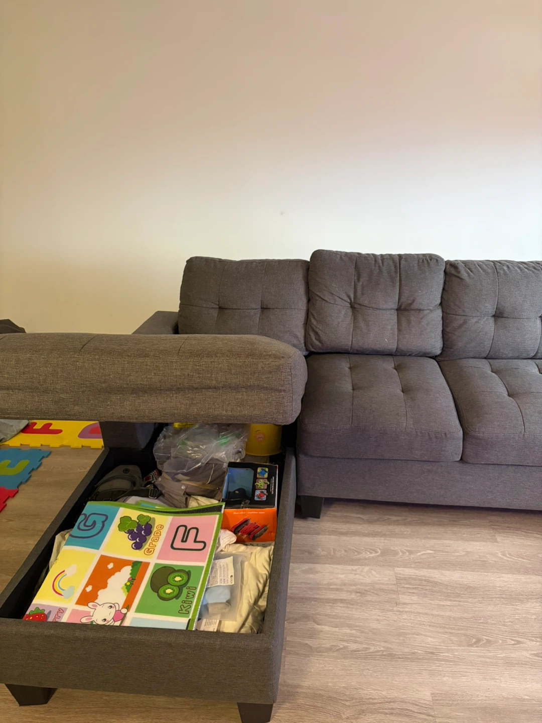 4 Seater Grey Sectional Sofa with Storage - photo 2