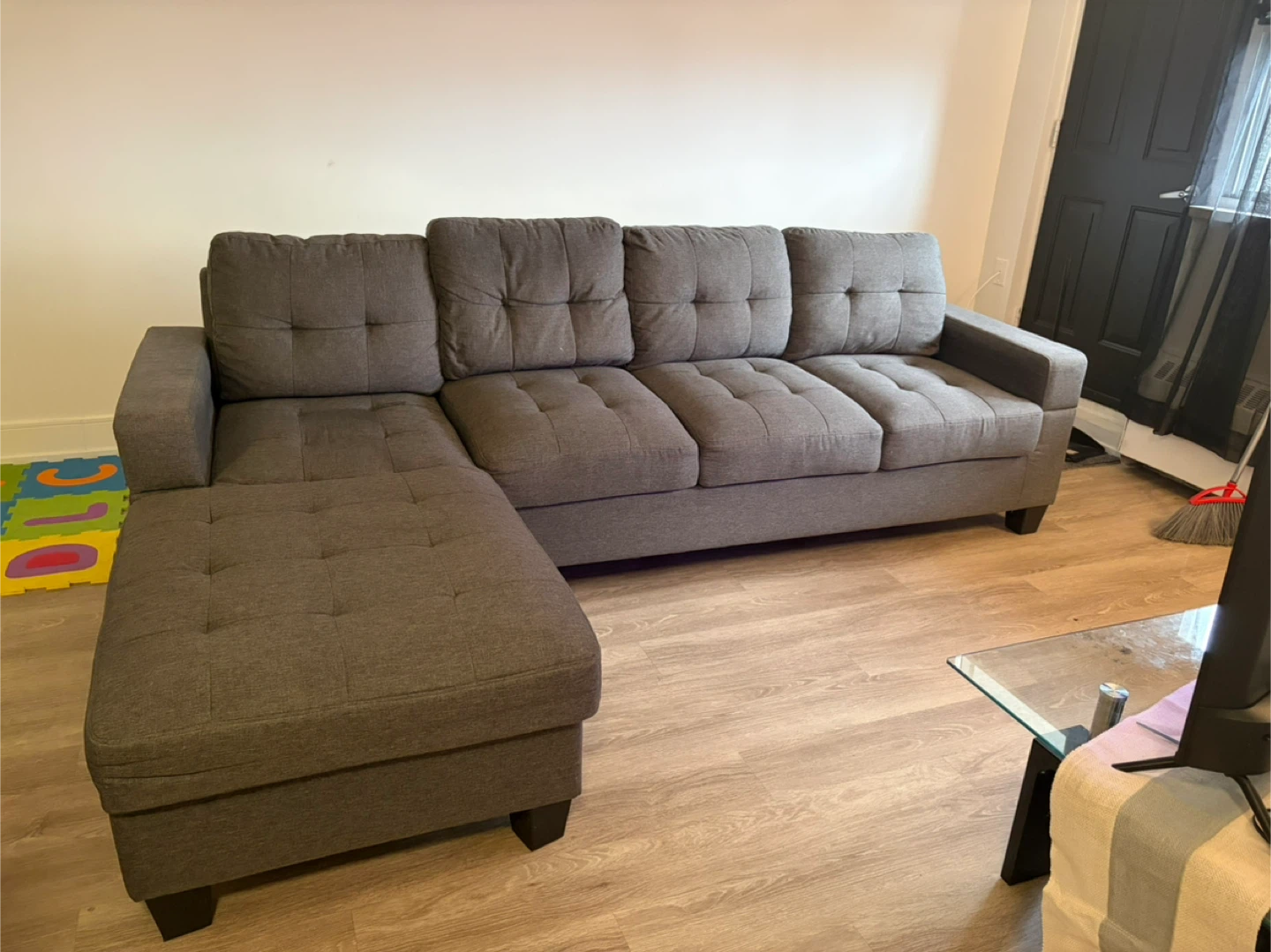 4 Seater Grey Sectional Sofa with Storage