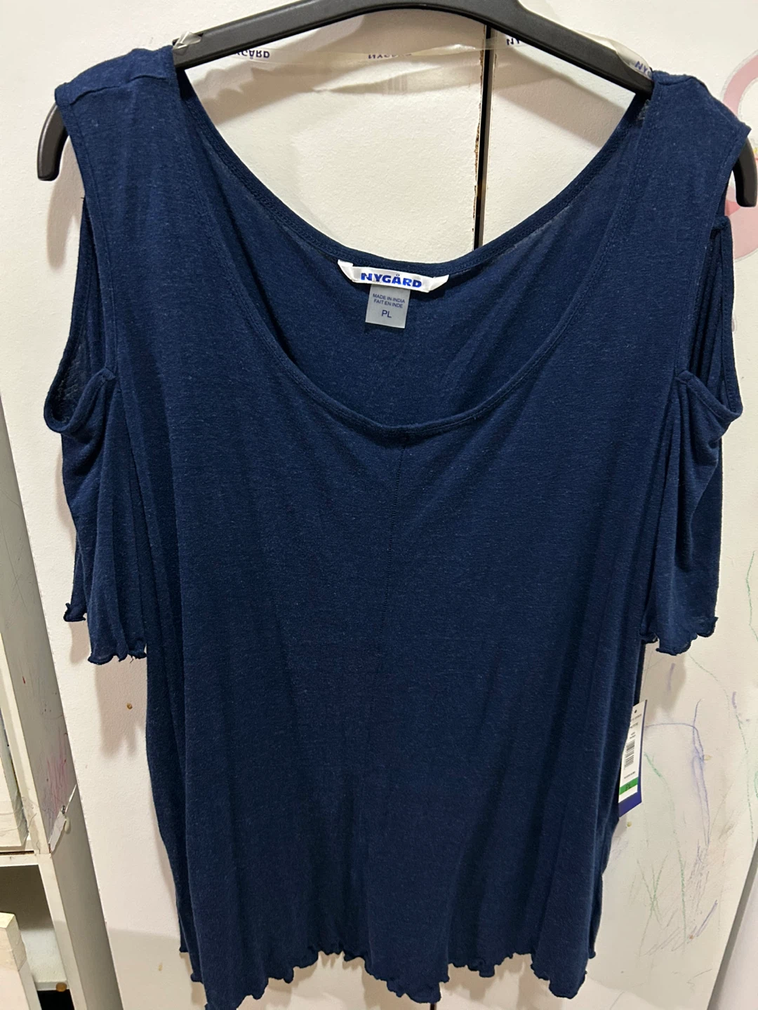 NYGARD Cold Shoulder Top - Navy Blue - Size PL