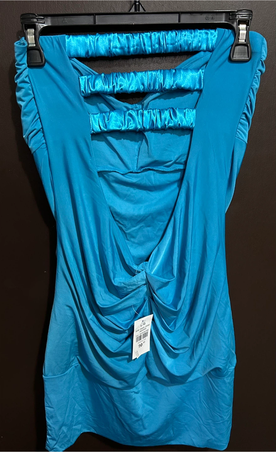 Blue Ruched Halter Dress - L - photo 3