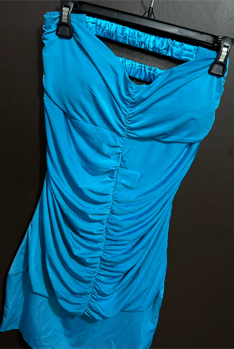 Blue Ruched Halter Dress - L - photo 2