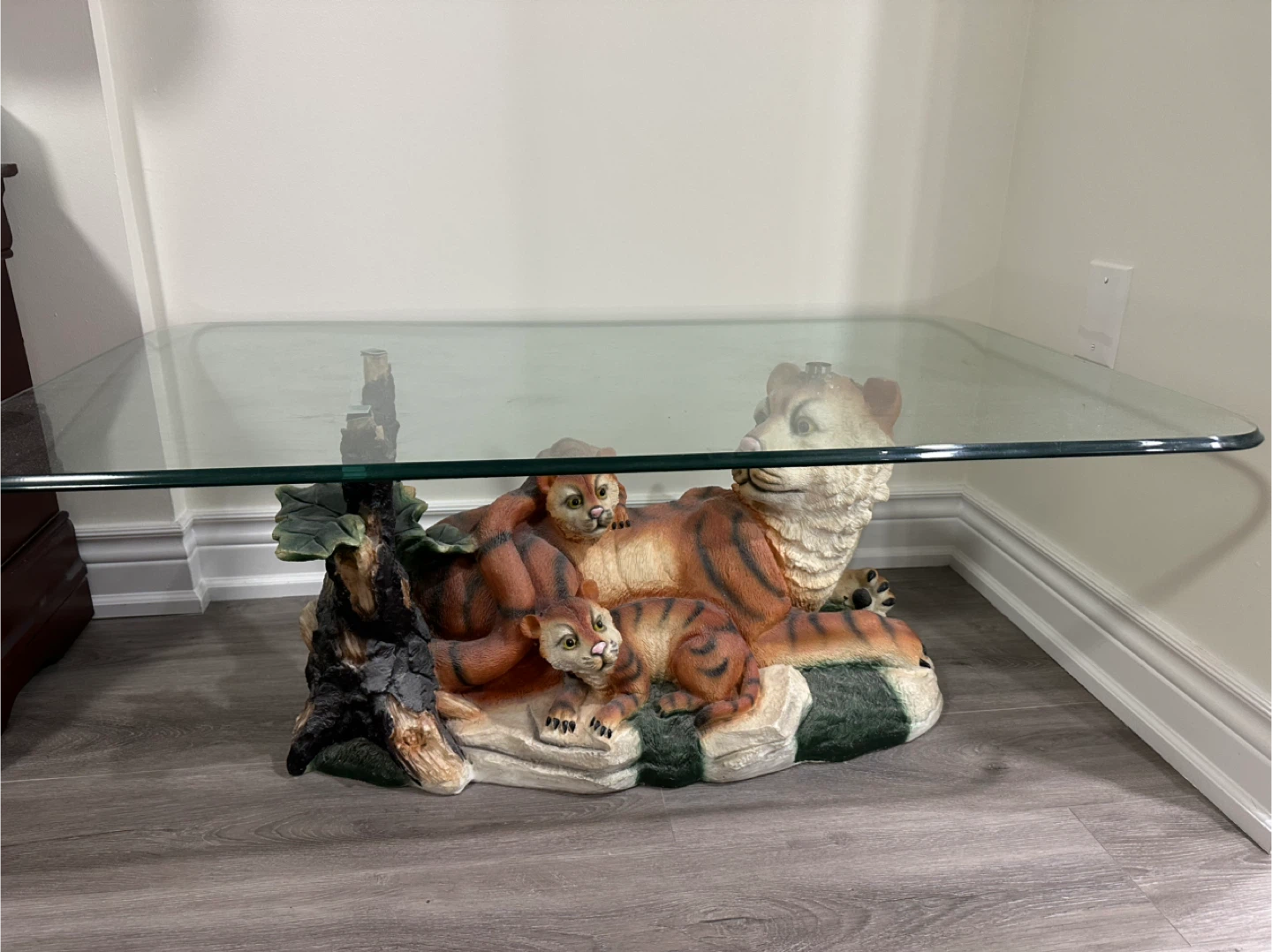 Tiger Family Glass Top Coffee Table