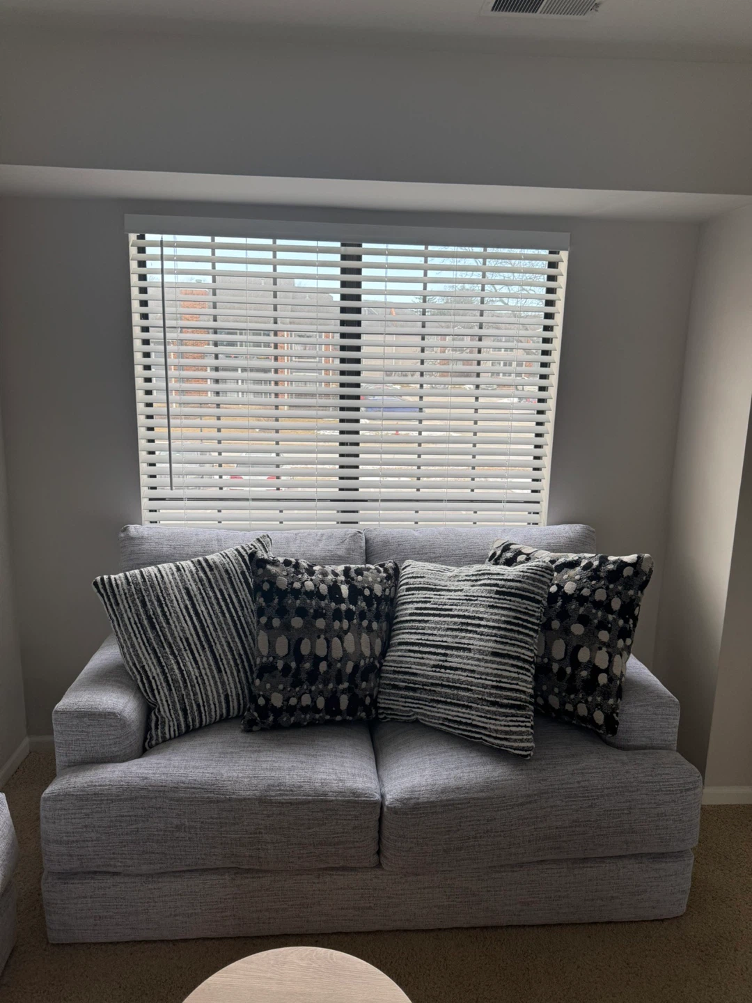 Light Gray Upholstered Sofa with Accent Pillows - photo 4