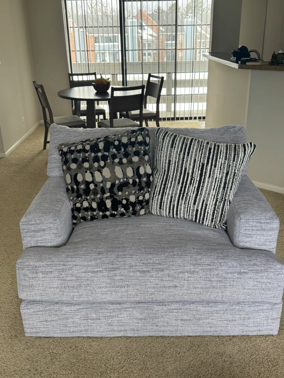 Light Gray Upholstered Sofa with Accent Pillows - photo 2