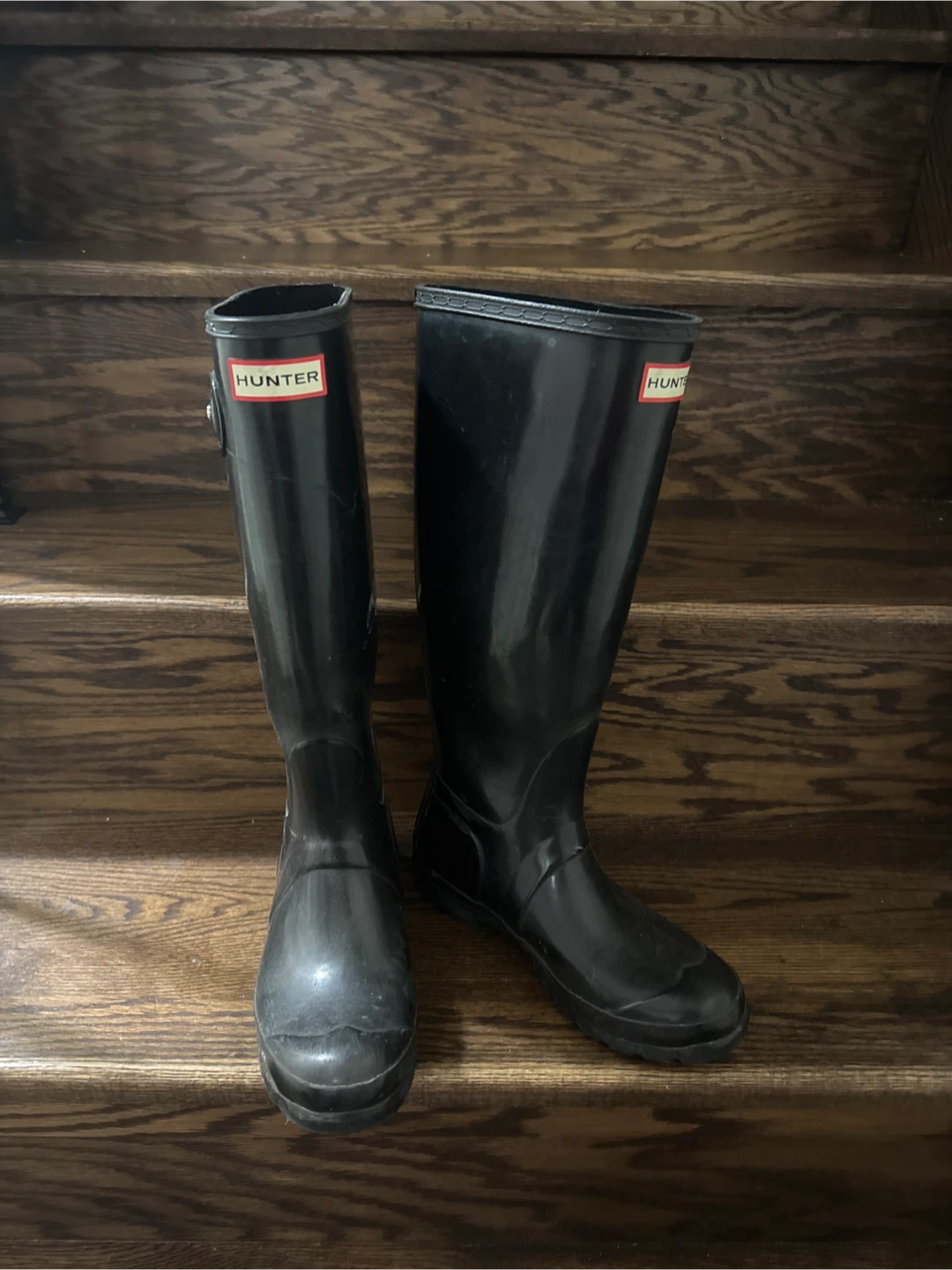 Hunter Black Tall Rain Boots - size 6