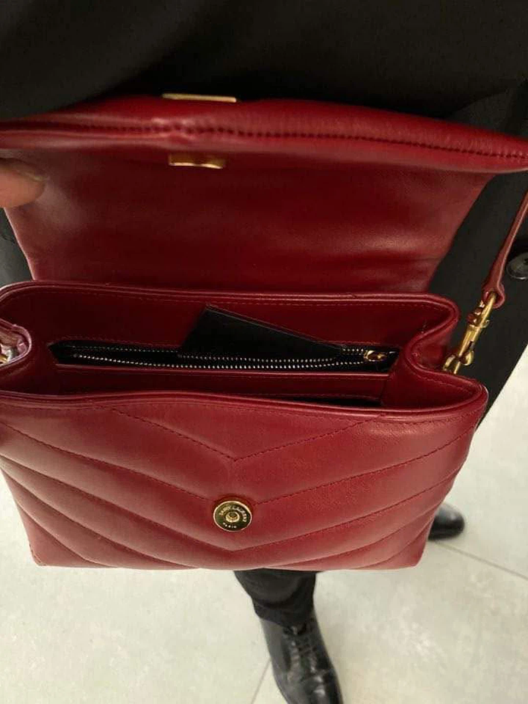 Saint Laurent Red Chevron Leather Small Lou Camera Bag - photo 2