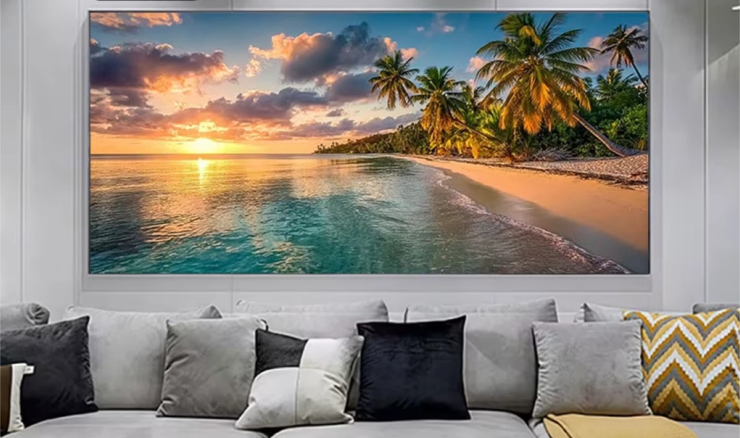 Tropical Beach Sunset Canvas Wall Art