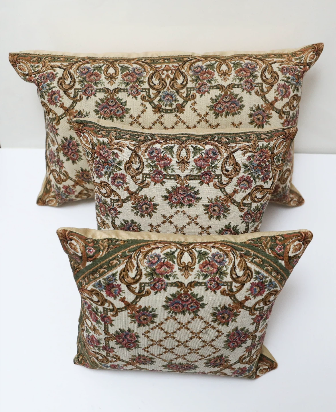 Set of 3 retro cushions pillow vintage jacquard - photo 4