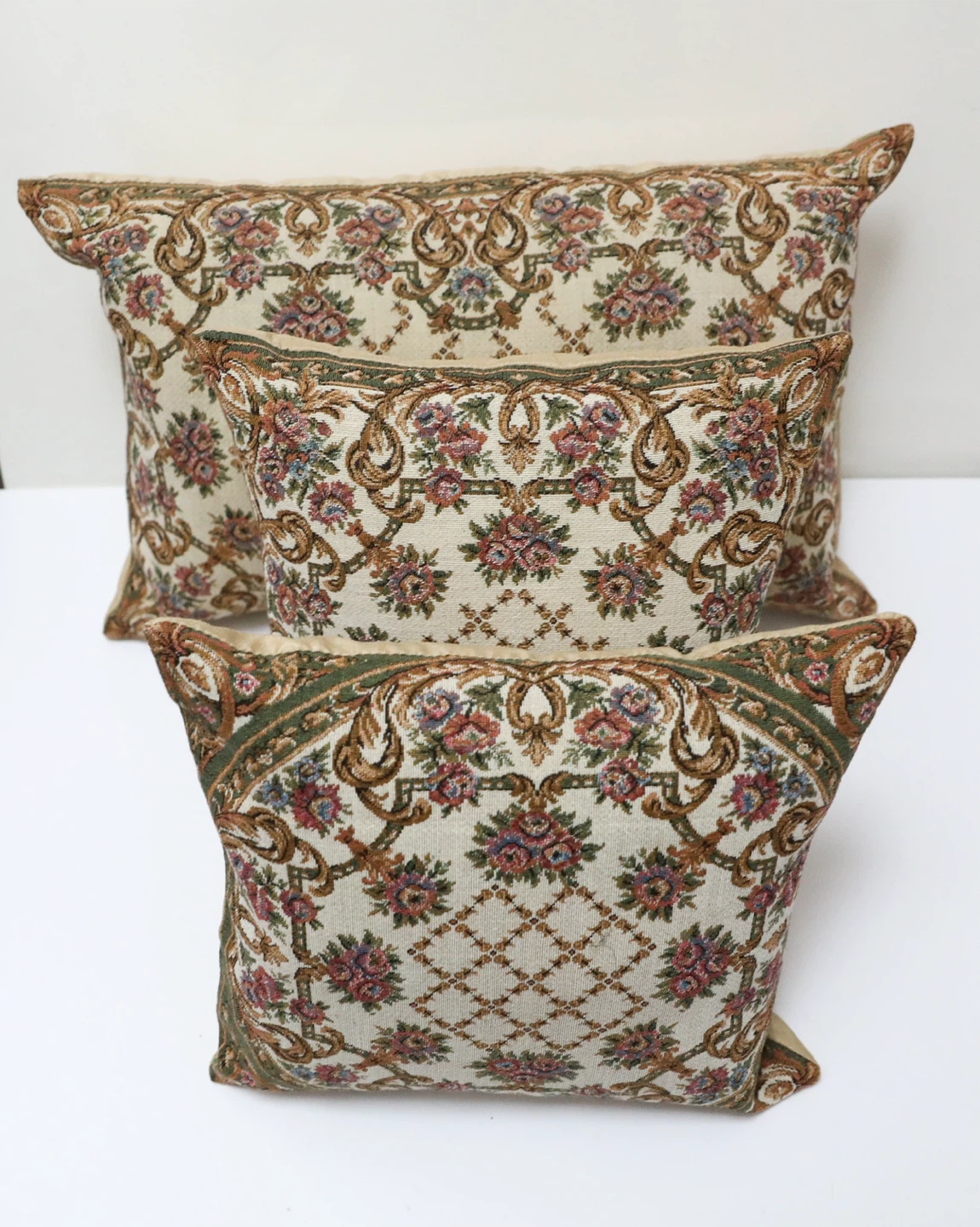 Set of 3 retro cushions pillow vintage jacquard - photo 5