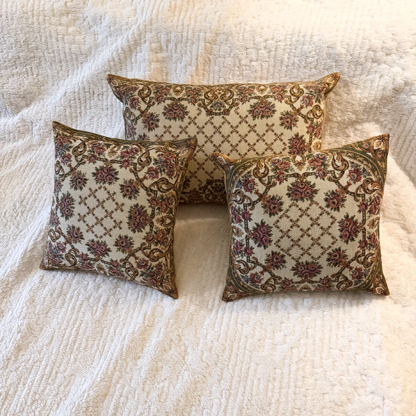 Set of 3 retro cushions pillow vintage jacquard - photo 3
