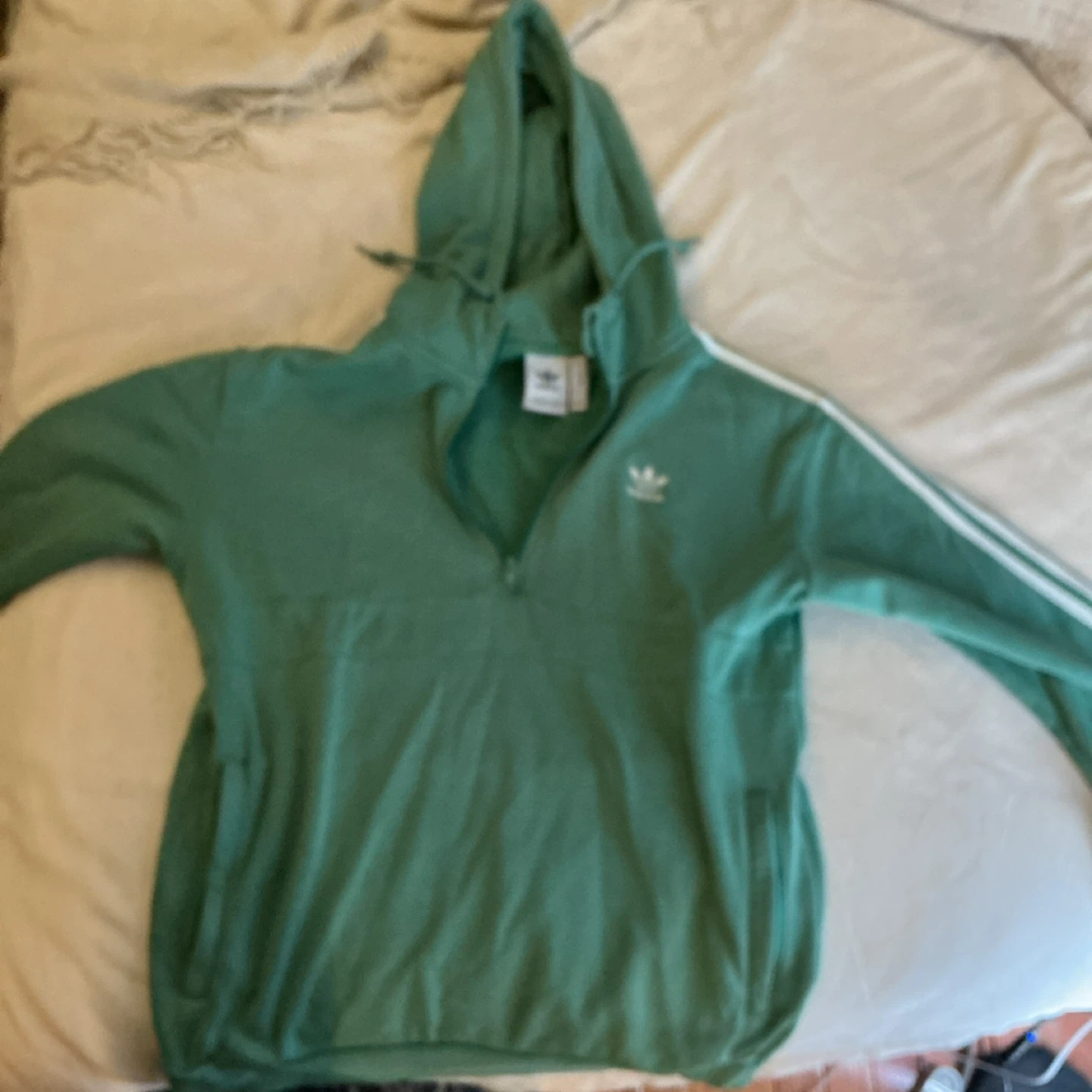 Adidas Green Half-Zip Hoodie - Size Medium - photo 2