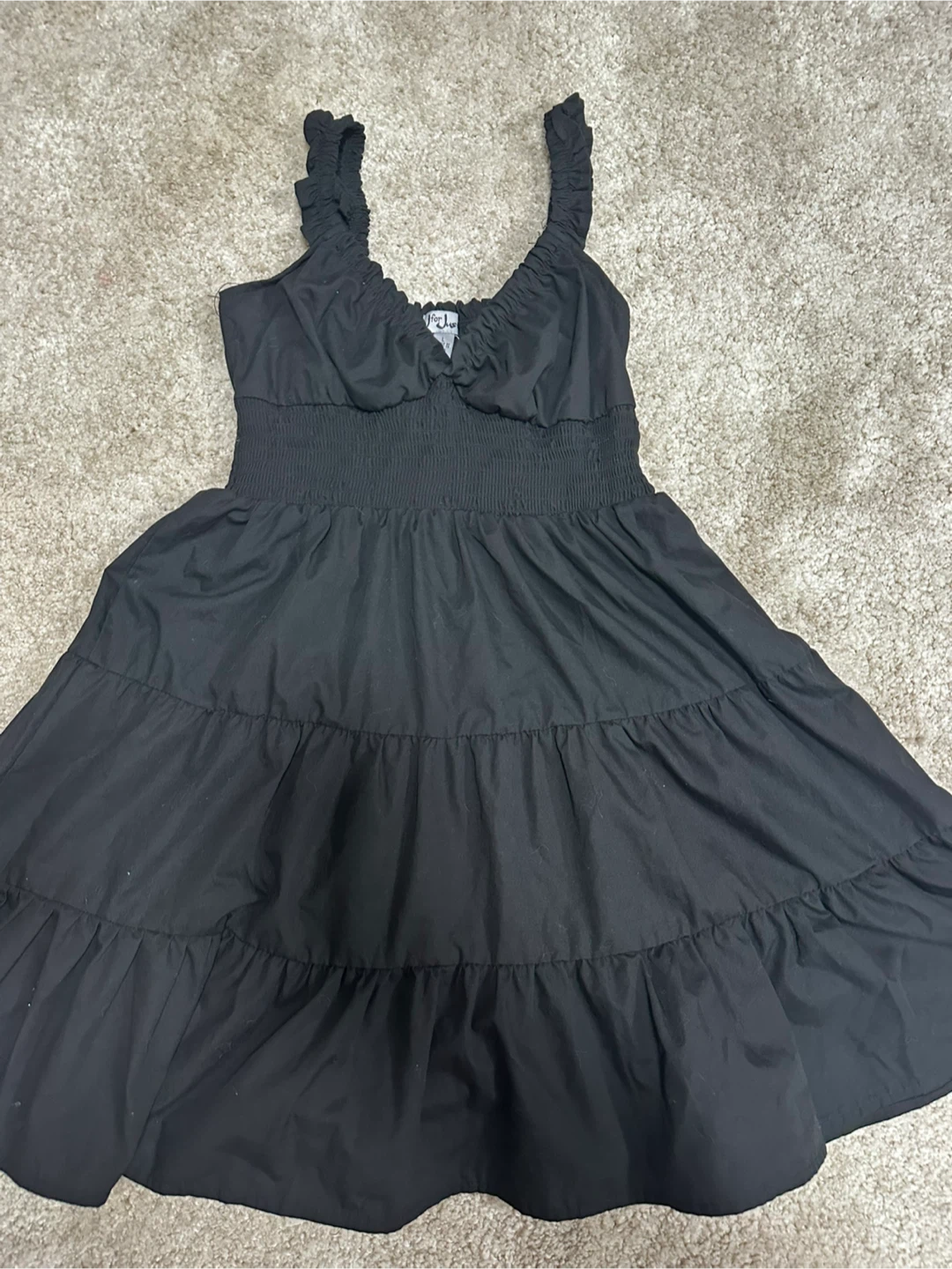 Black Tiered Ruffle Strap Dress