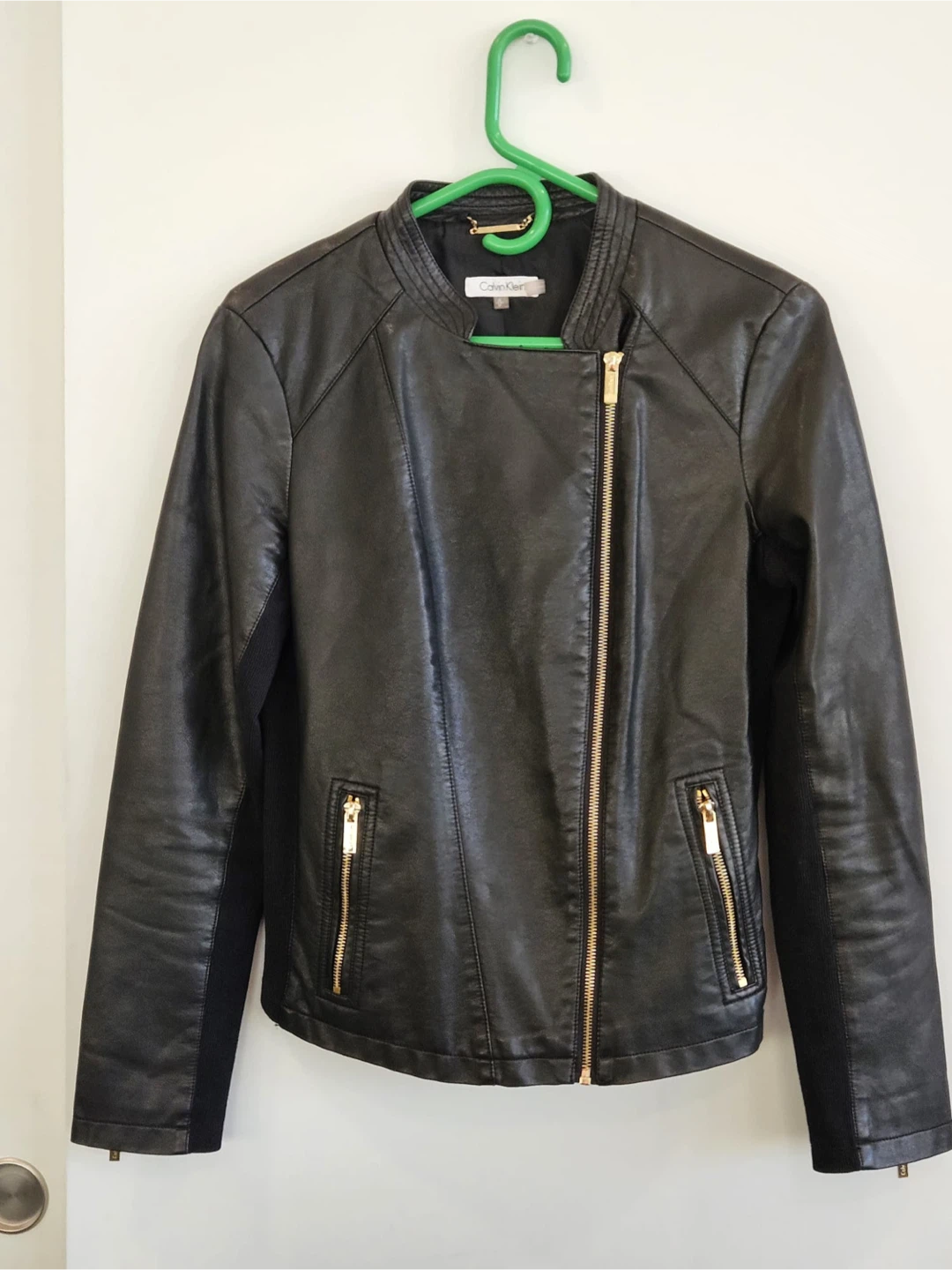 Calvin Klein Black Faux Leather Moto Jacket