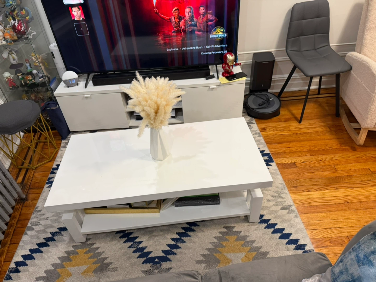 White Coffee Table with Storage Shelf - photo 3