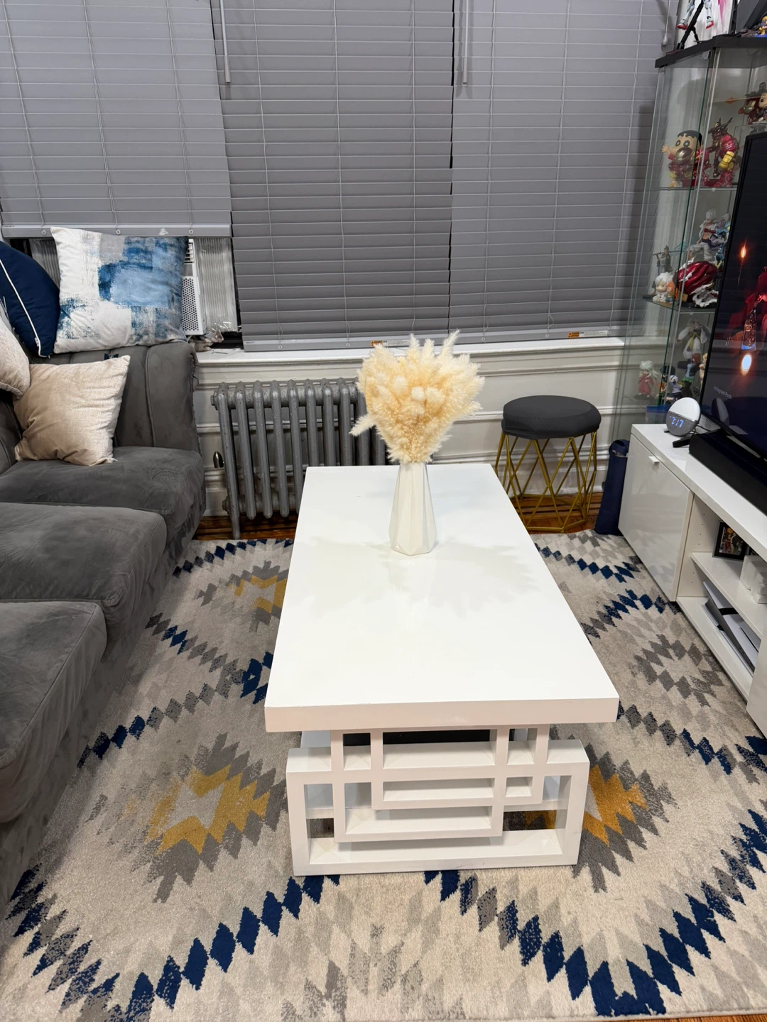 White Coffee Table with Storage Shelf - photo 2
