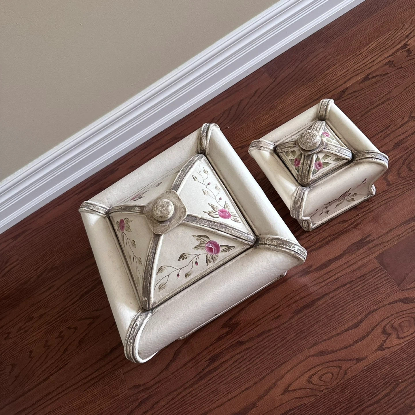 Set of 2 storage boxes retro vintage shabby chic - photo 2