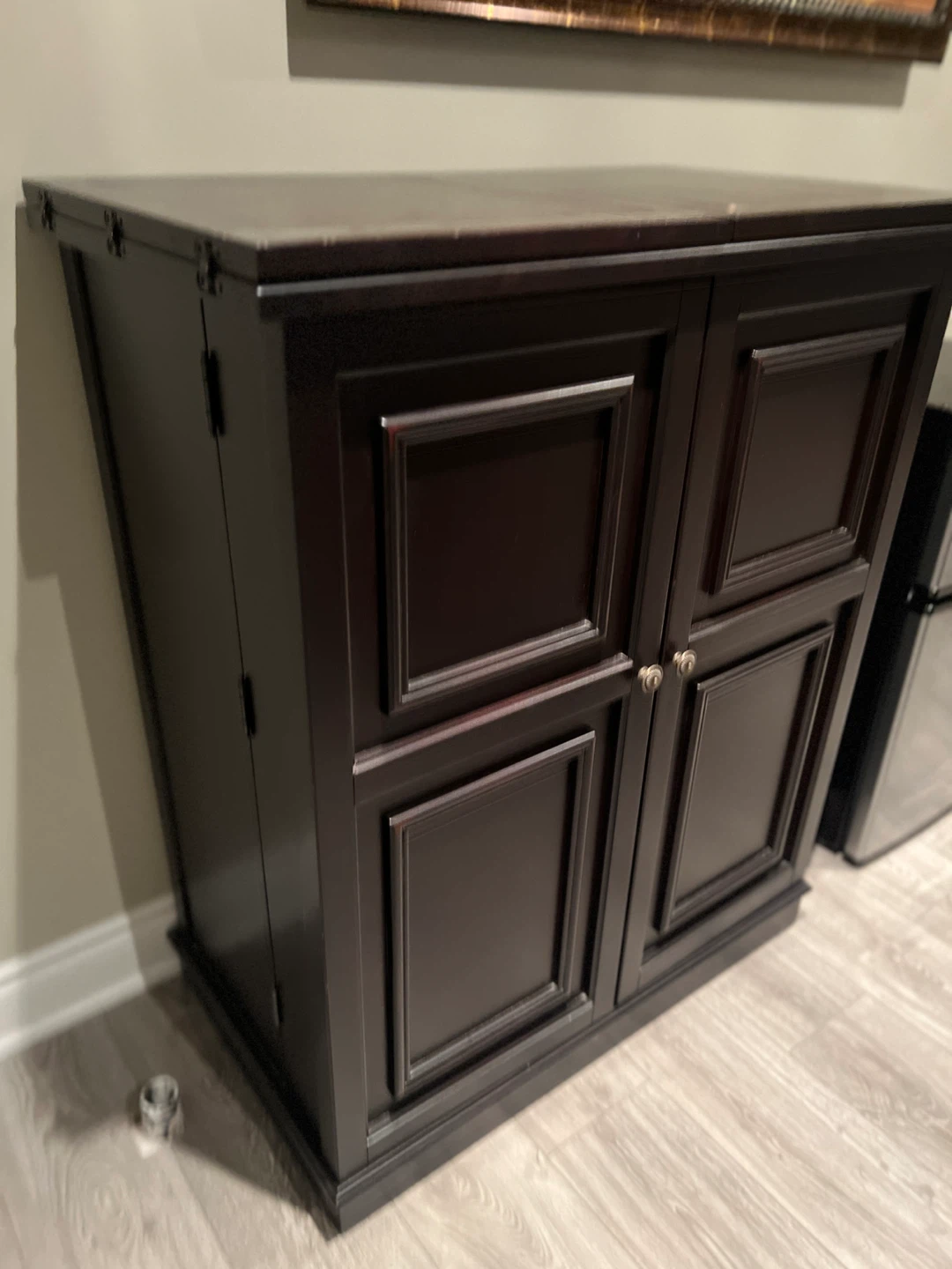 Dark Wood Bar Cabinet with Wine Racks and Glass Holders - photo 3