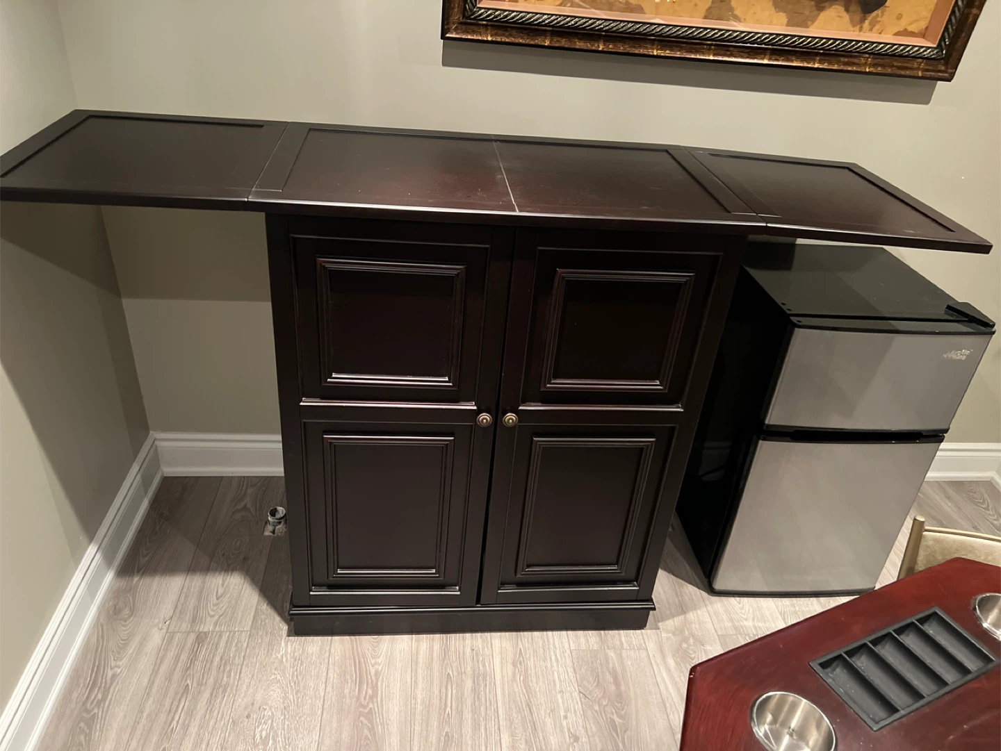 Dark Wood Bar Cabinet with Wine Racks and Glass Holders - photo 4