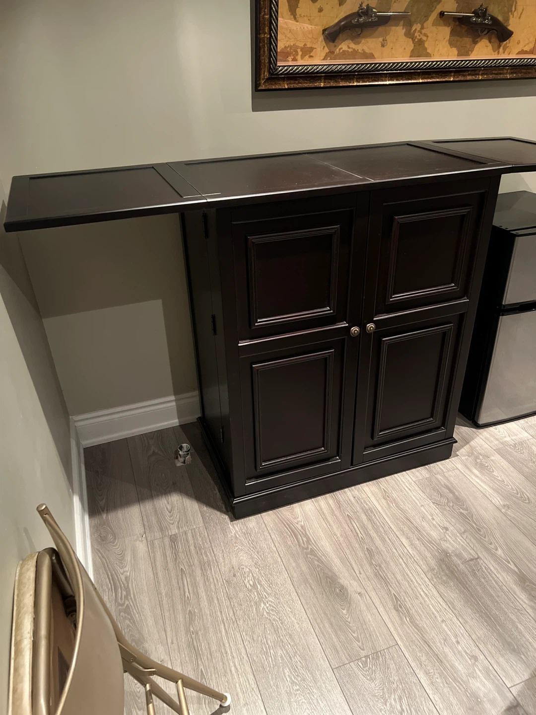 Dark Wood Bar Cabinet with Wine Racks and Glass Holders - photo 5