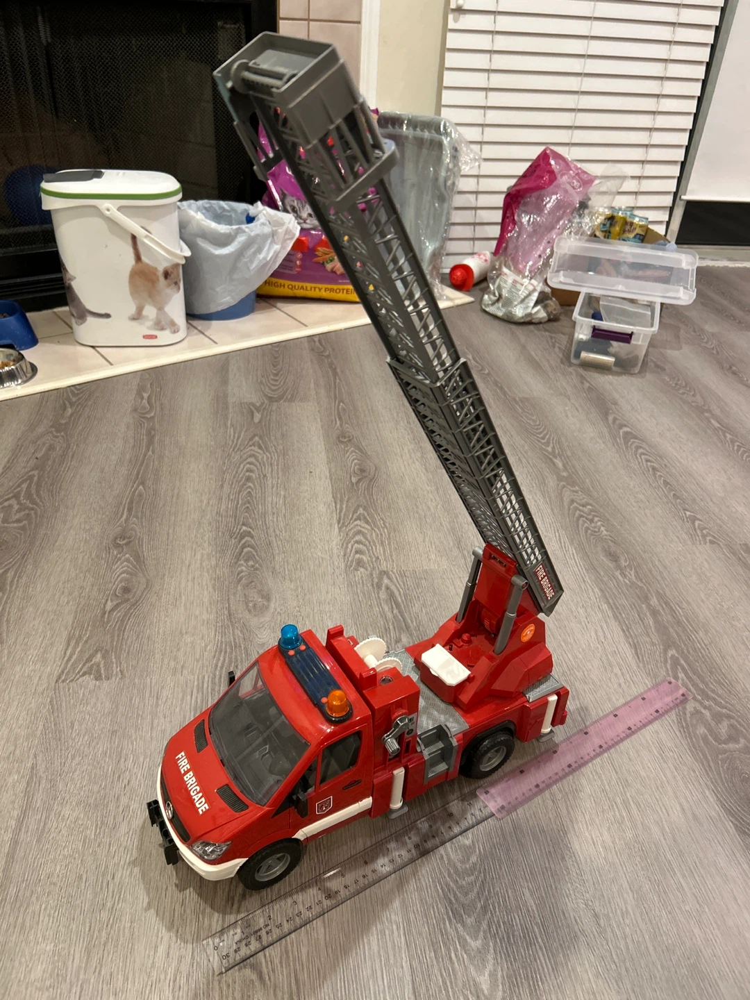 Burder Large Red Fire Brigade Ladder Truck Toy - photo 4
