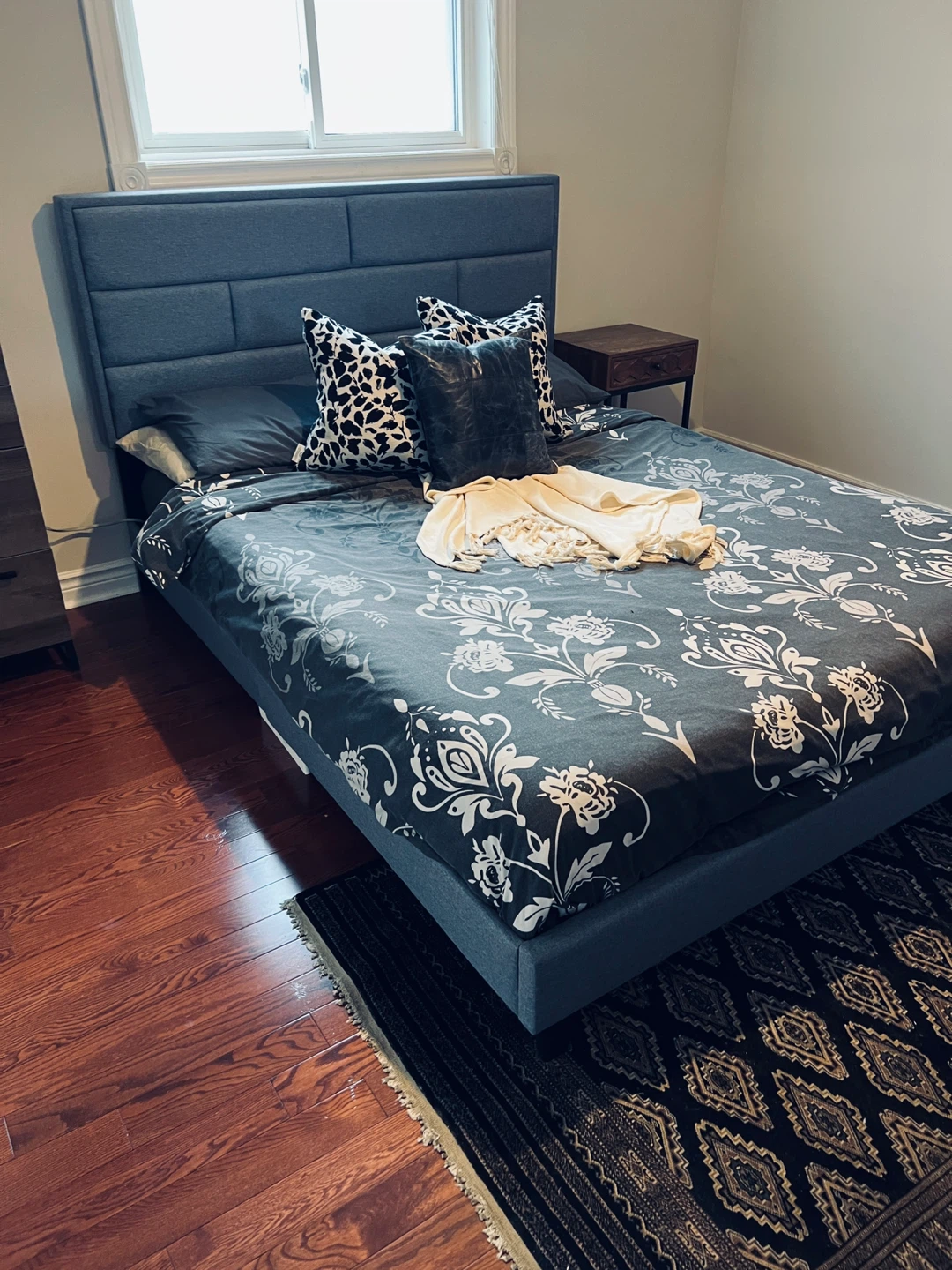Grey Upholstered Queen Bed