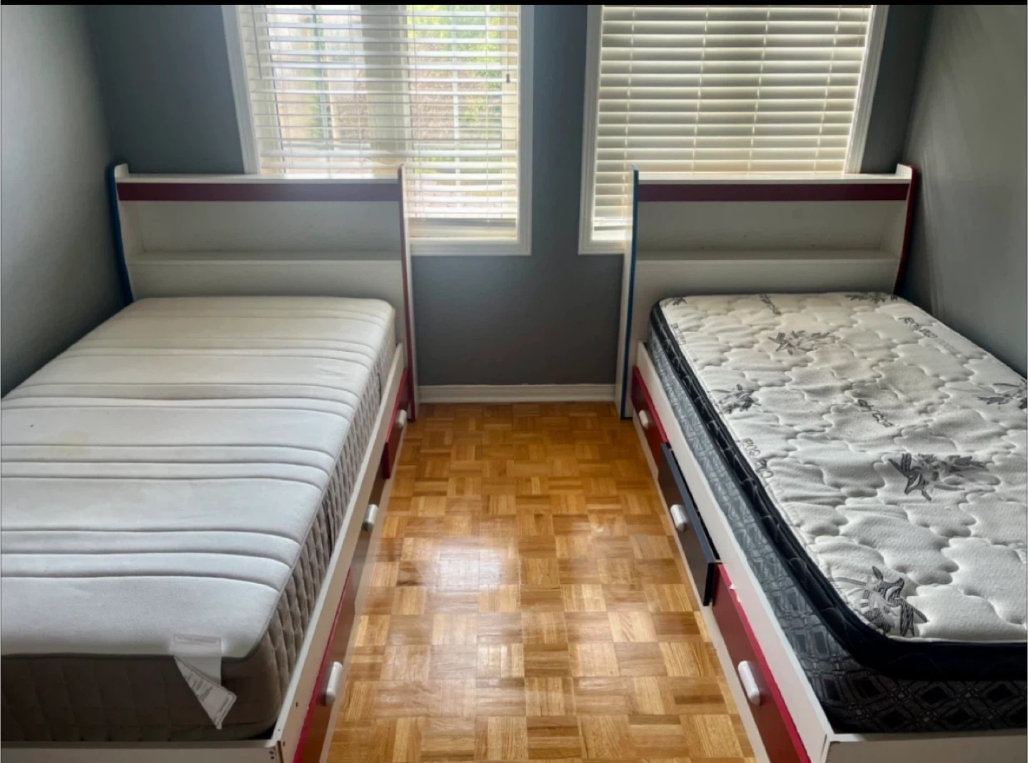 Kids Twin Bed with Drawers - Red and White ALSO DESK - photo 2