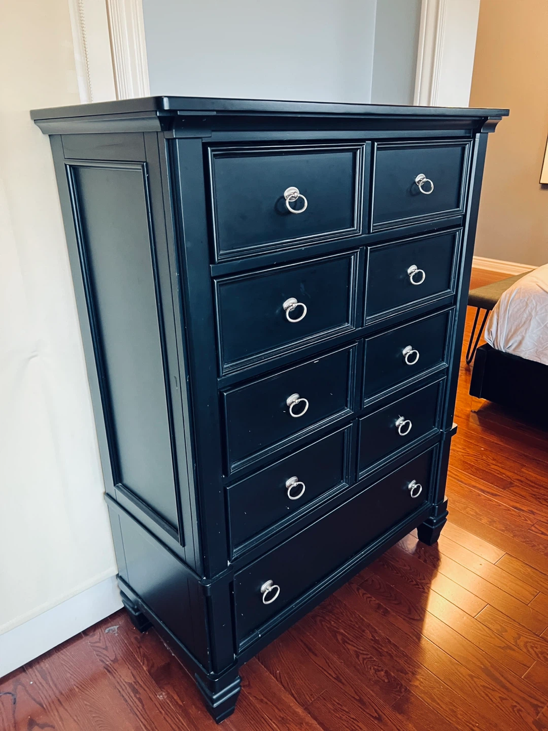 Black solid wood Dresser with 9 Drawers - photo 5